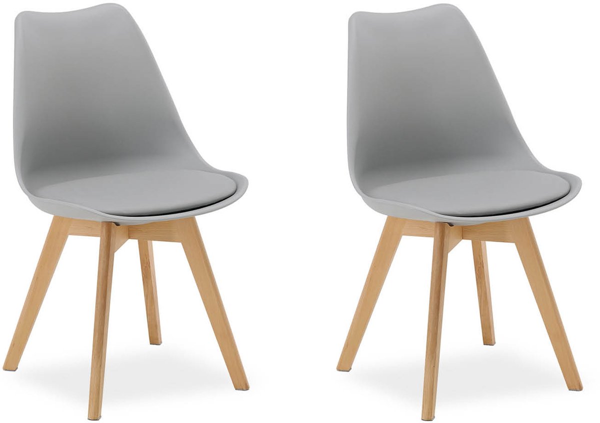 Homestyle4u Eetkamerstoelen - Set van 2 - Grijs - Hout en Kunststof