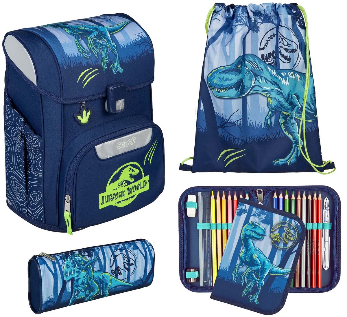 Scooli schooltas EasyStart Schulranzen-Set 5-delig Jurassic World donkerblauw