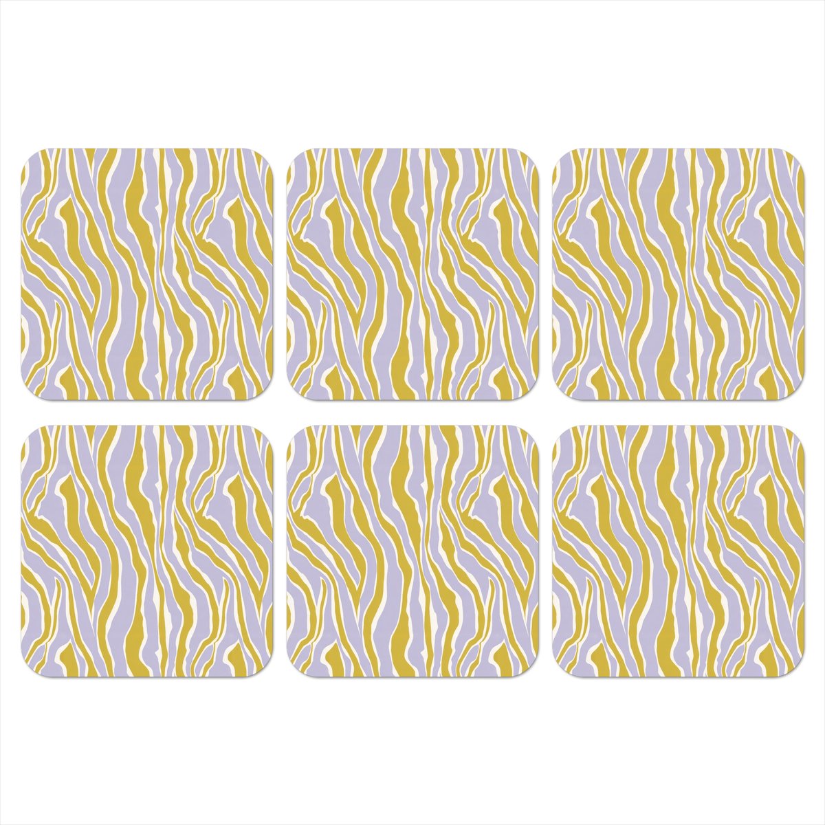 Onderzetters voor glazen - Zebra - Modern - Meerkleurig - 10x10 cm - Glasonderzetters - 6 stuks