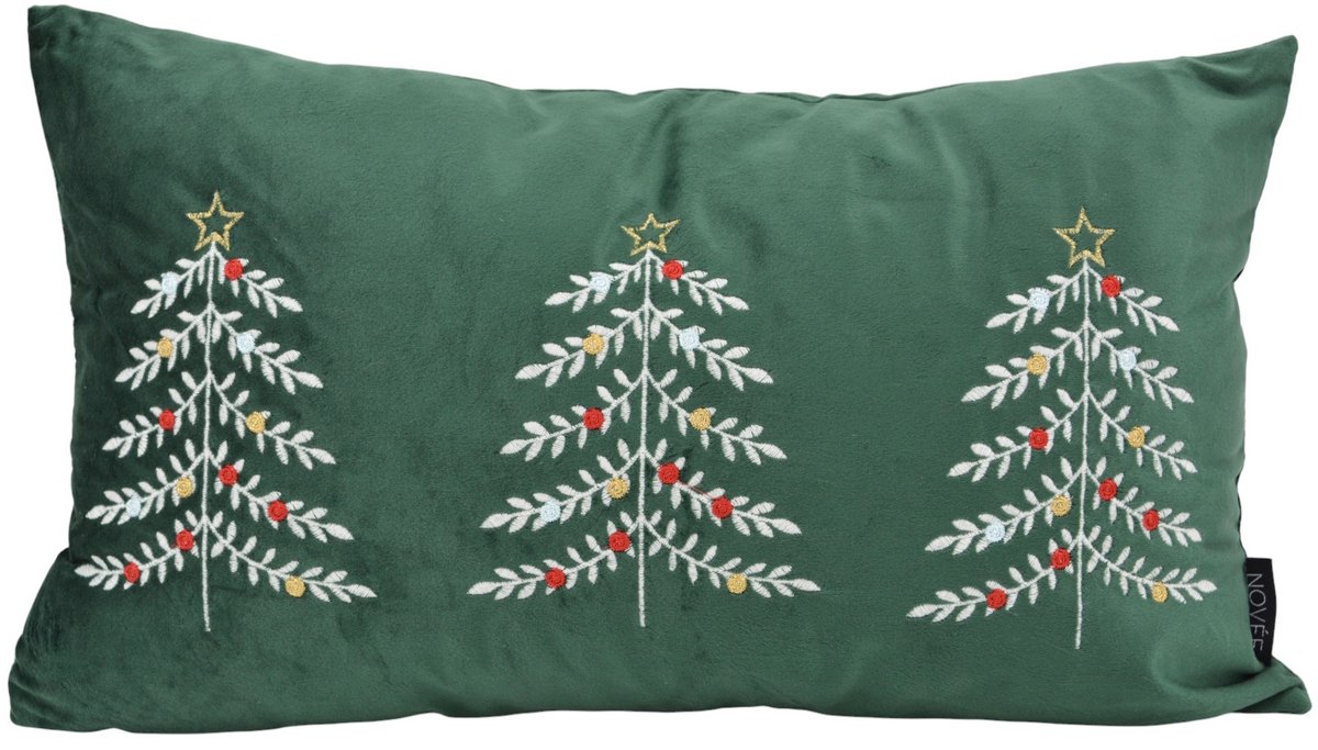 NOVÉE Sierkussen Velvet Tree Groen | 30 x 50 cm | Fluweel/Polyester