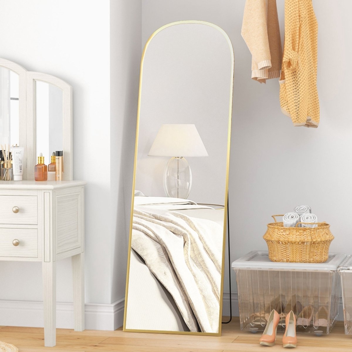 REDOM - Passpiegel - Vrijstaand Of Wandmontage - Aluminium Frame - Gehard Glas - Goud - 50