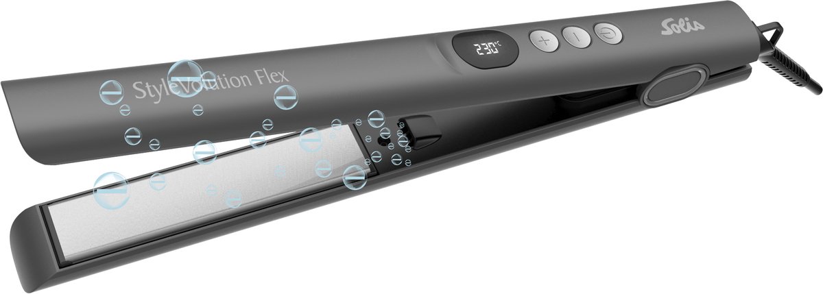 Solis StyleVolution Flex Stijltang - 150 t/m 230°C - Keramische Platen - Ionische Technologie - Voor Elk Haartype - Snelle Opwarming -Zwart