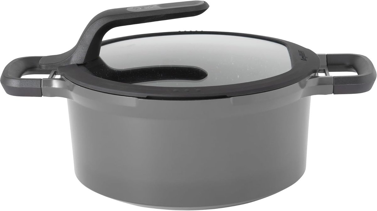 Soepen & Groentenpan - Kookpot - Langzaam Koken - Blijvend Koele Handgrepen - 24 cm - Grijs