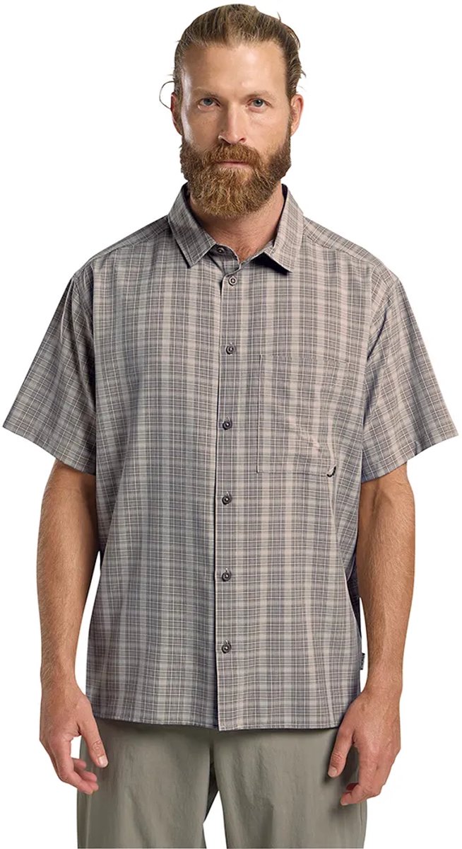Jack Wolfskin Meseta Shirt M – Outdoor Kleding Fleeces en Truien Overhemd korte mouw 7778 Phantom Checks