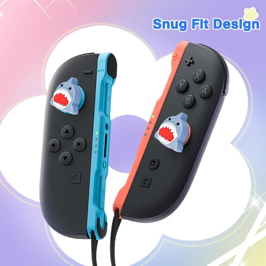 Joystick Covers - Grip Caps - Controller Bescherming - Schattig Patroonontwerp - 20 Gram - Paarse Haai — afbeelding 4