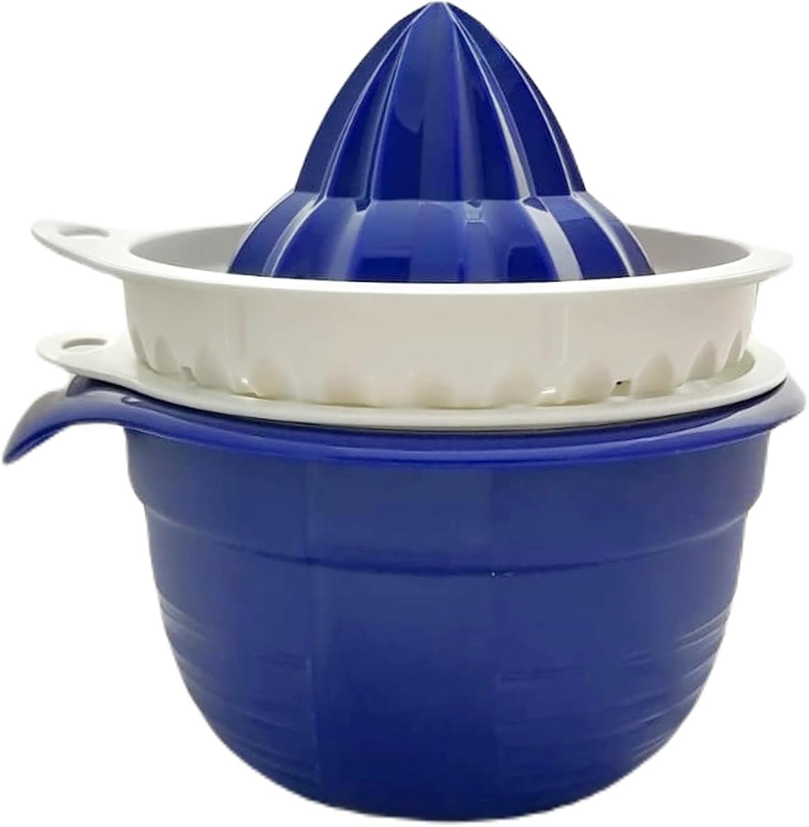 Mengkom met deksel - Keuken kom - Bakken en bewaren - Inclusief citruspers - 630 ml - Donkerblauw