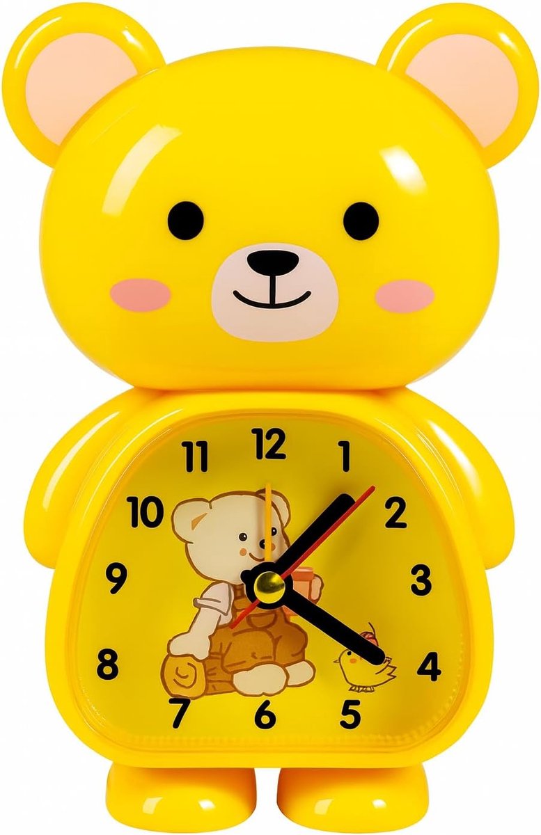 Nachtklok Batterij - Tafelklok Reiswekker - Zware Slaappers Kinderen - Progressief Volume - 19x10x5cms - Geel