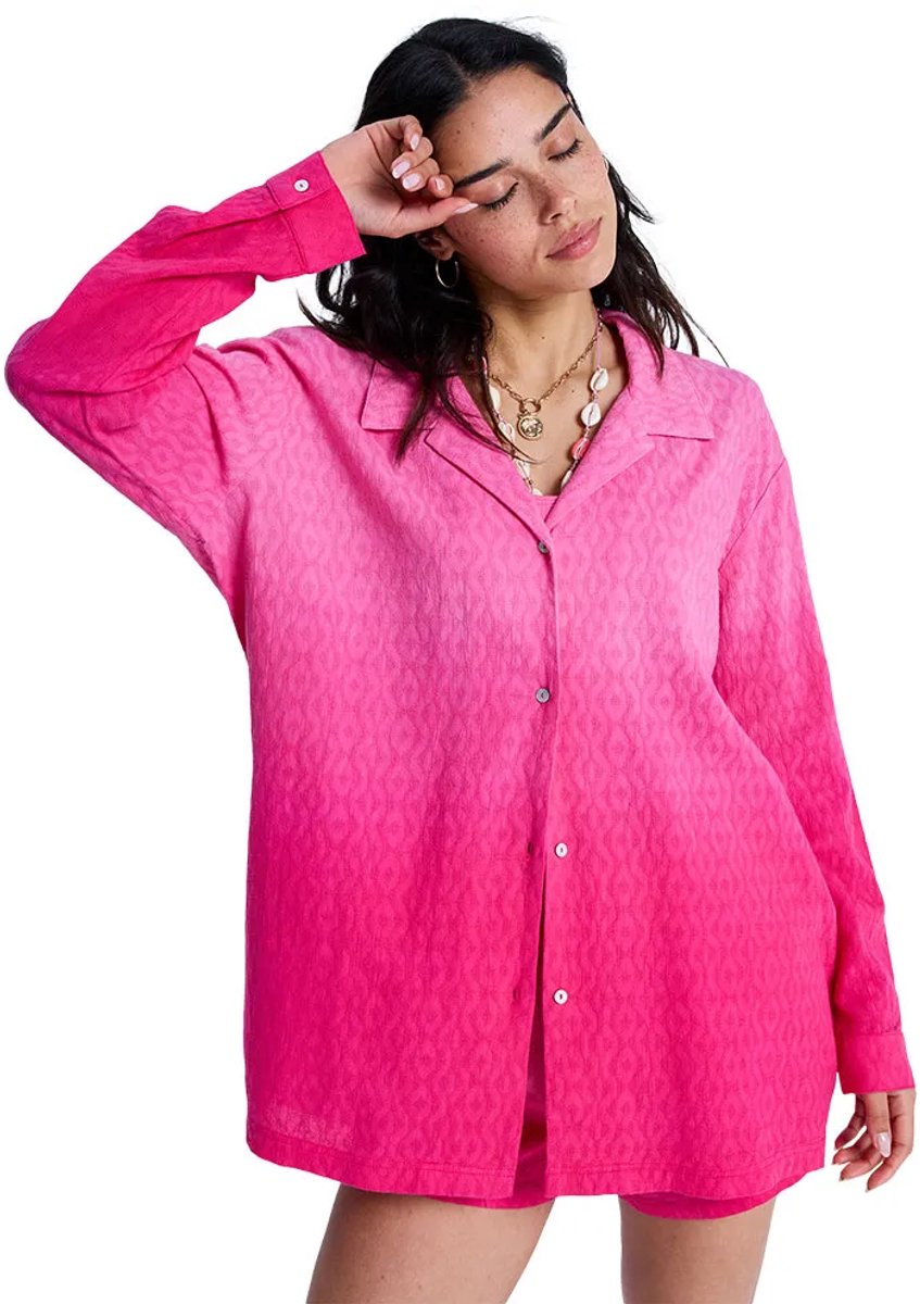 Roxy Ocean Gradient Lang Mouw Jurk XL Vrouw Sangria Sunset