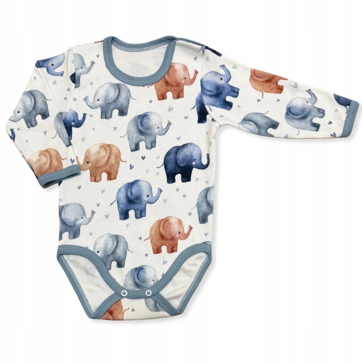 Dartomik Abcdefg-baby - Body met Lange Mouwen - Słoniki - 100% Katoen - Poolse Productie