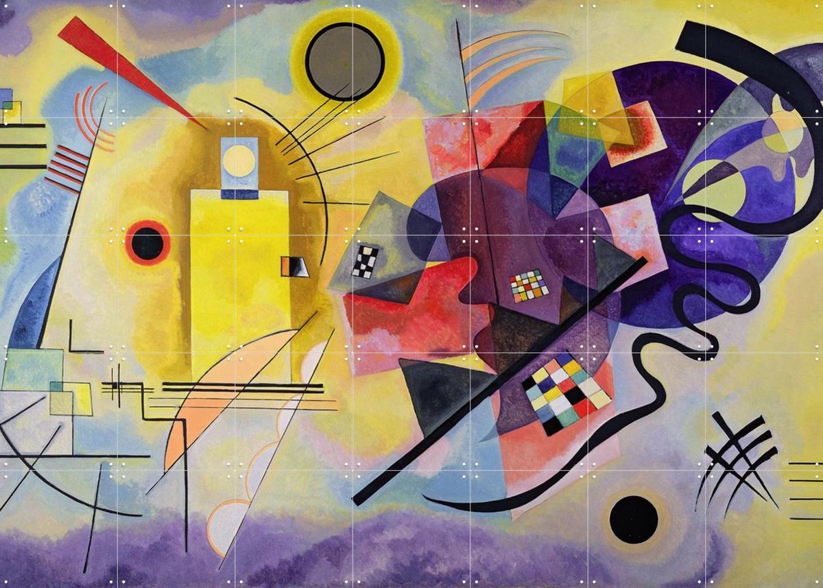 IXXI Yellow Red Blue, Kandinsky & Bridgeman Images - 140 x 100 cm - Gratis ophangtool - Grote wanddecoratie en posters - Kleurrijk, Geometrische