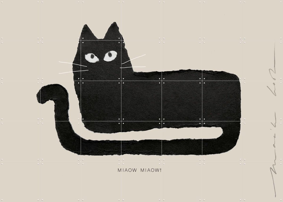 IXXI Le Chat, Maaike Koster & My Deer Art Shop - 140 x 100 cm - Gratis ophangtool - Grote wanddecoratie en posters - Speels, Illustraties, Grafisch