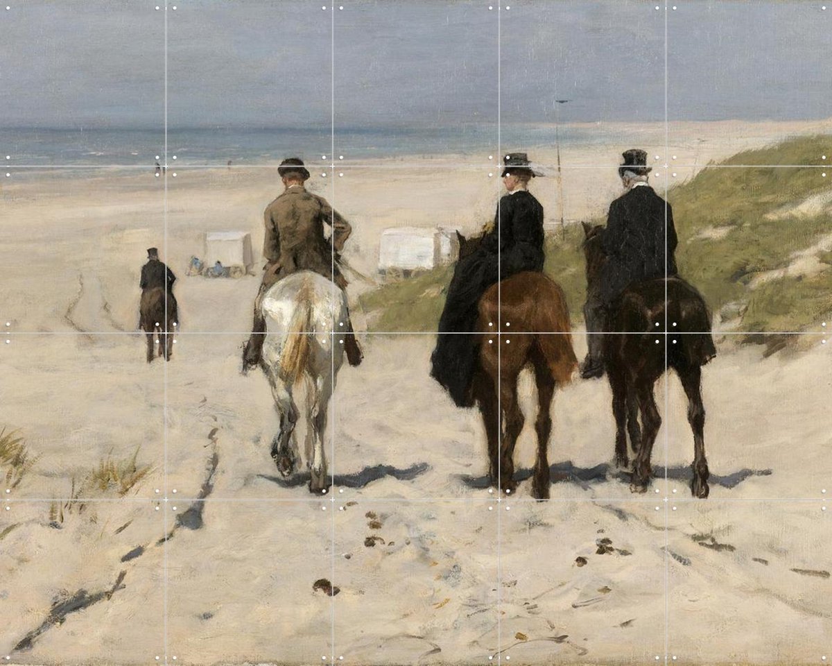 IXXI Morgenrit langs het strand, Anton Mauve & Rijksmuseum - 100 x 80 cm - Gratis ophangtool - Grote wanddecoratie en posters - Olieverf, Naturalisme
