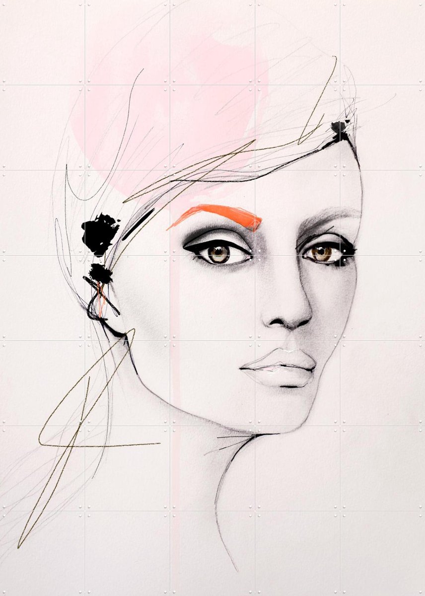 IXXI At the Time, Leigh Viner - 100 x 140 cm - Gratis ophangtool - Grote wanddecoratie en posters - Line art, Illustraties, Woonkamer, Slaapkamer