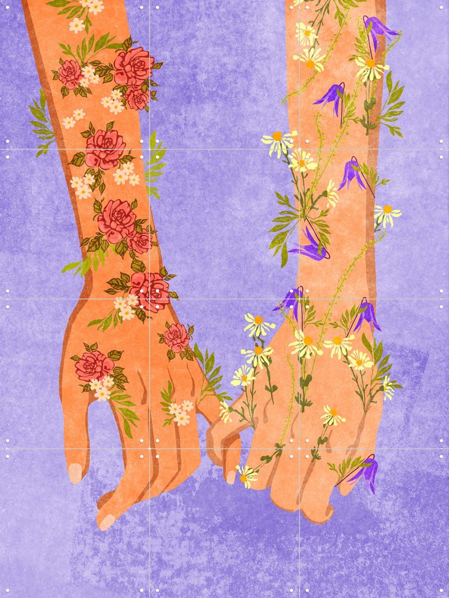 IXXI Holding Hands, Raissa Oltmanns - 60 x 80 cm - Gratis ophangtool - Grote wanddecoratie en posters - Digitale Kunst, Illustraties, Grafisch