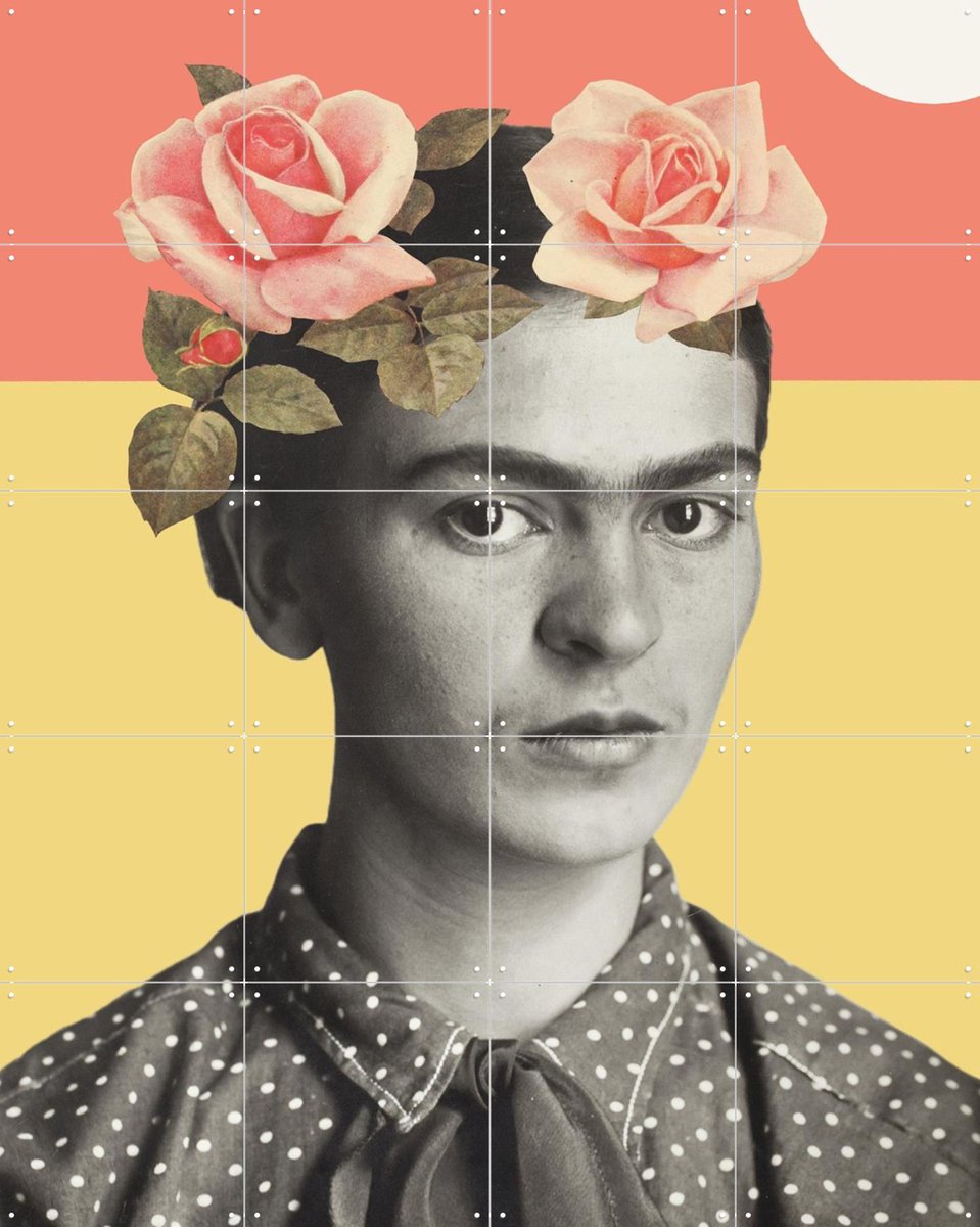 IXXI Frida, Florent Bodart - 80 x 100 cm - Gratis ophangtool - Grote wanddecoratie en posters - Kleurrijk, Vintage, Collage, Illustraties, Pop art