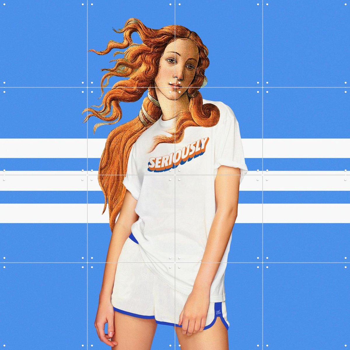 IXXI Venus Outfit, Paste in Place - 80 x 80 cm - Gratis ophangtool - Grote wanddecoratie en posters - Digitale Kunst, Illustraties, Kleurrijk, Pop