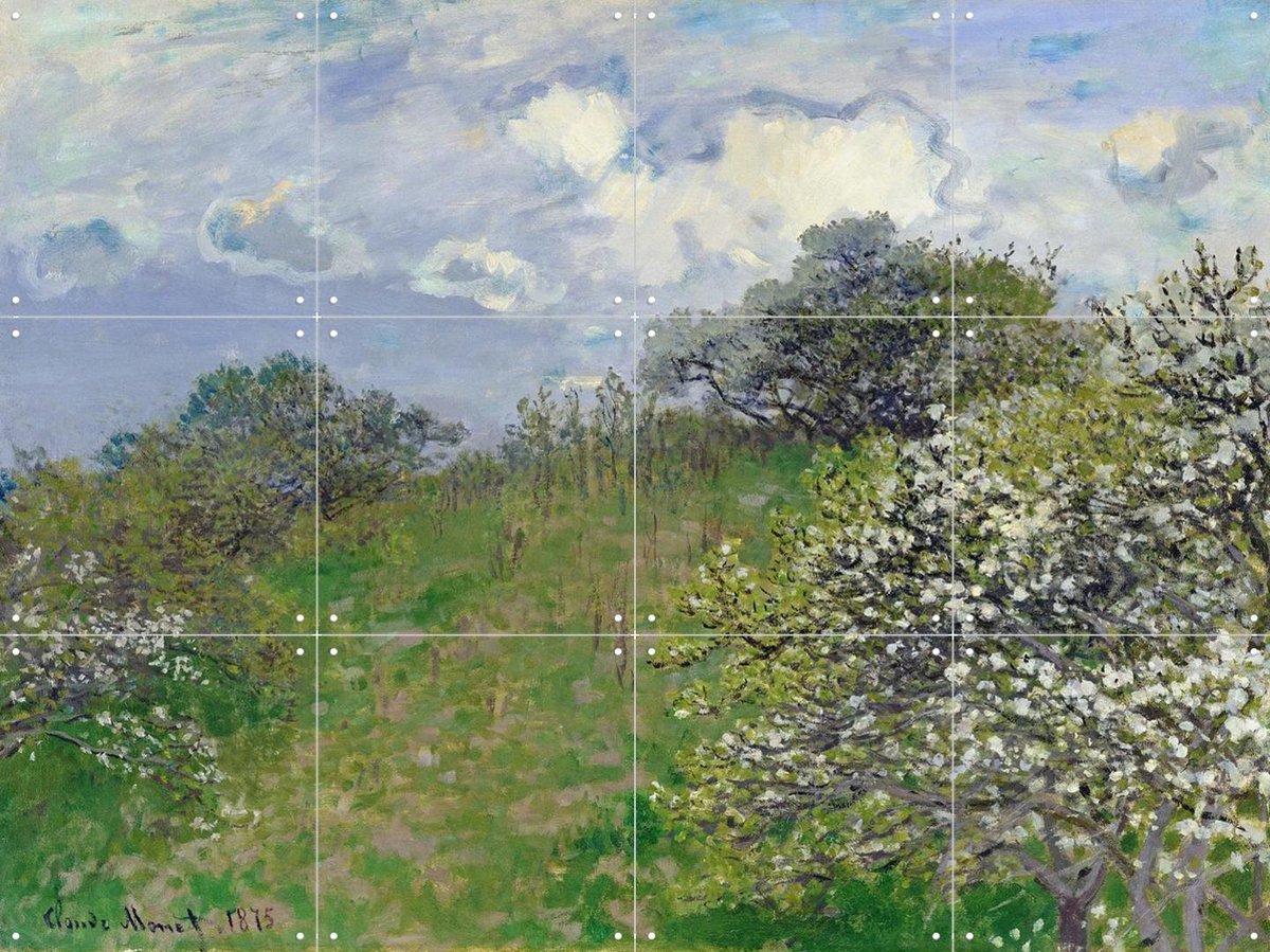 IXXI Spring 1875, Claude Monet & Bridgeman Images - 80 x 60 cm - Gratis ophangtool - Grote wanddecoratie en posters - Postimpressionisme, Klassiek