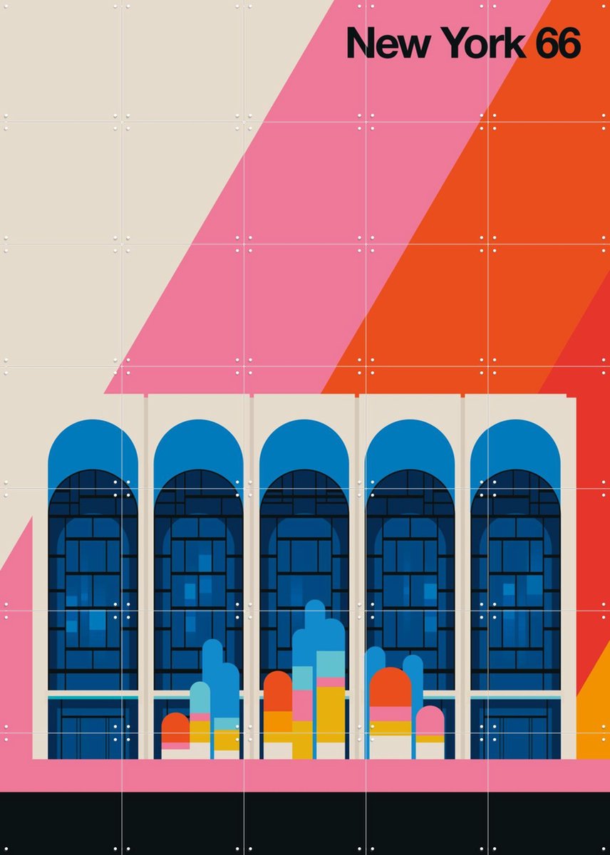 IXXI New York 66, Bo Lundberg - 100 x 140 cm - Gratis ophangtool - Grote wanddecoratie en posters - Illustraties, Geometrische Kunst, Kleurrijk