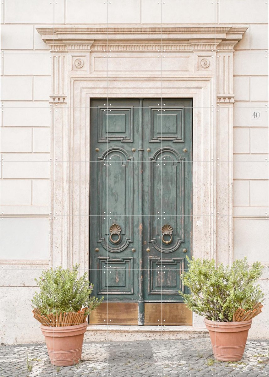 IXXI The Green Door in Rome, Henrike Schenk - 100 x 140 cm - Gratis ophangtool - Grote wanddecoratie en posters - Klassiek, Vintage, Fotografie, Gang