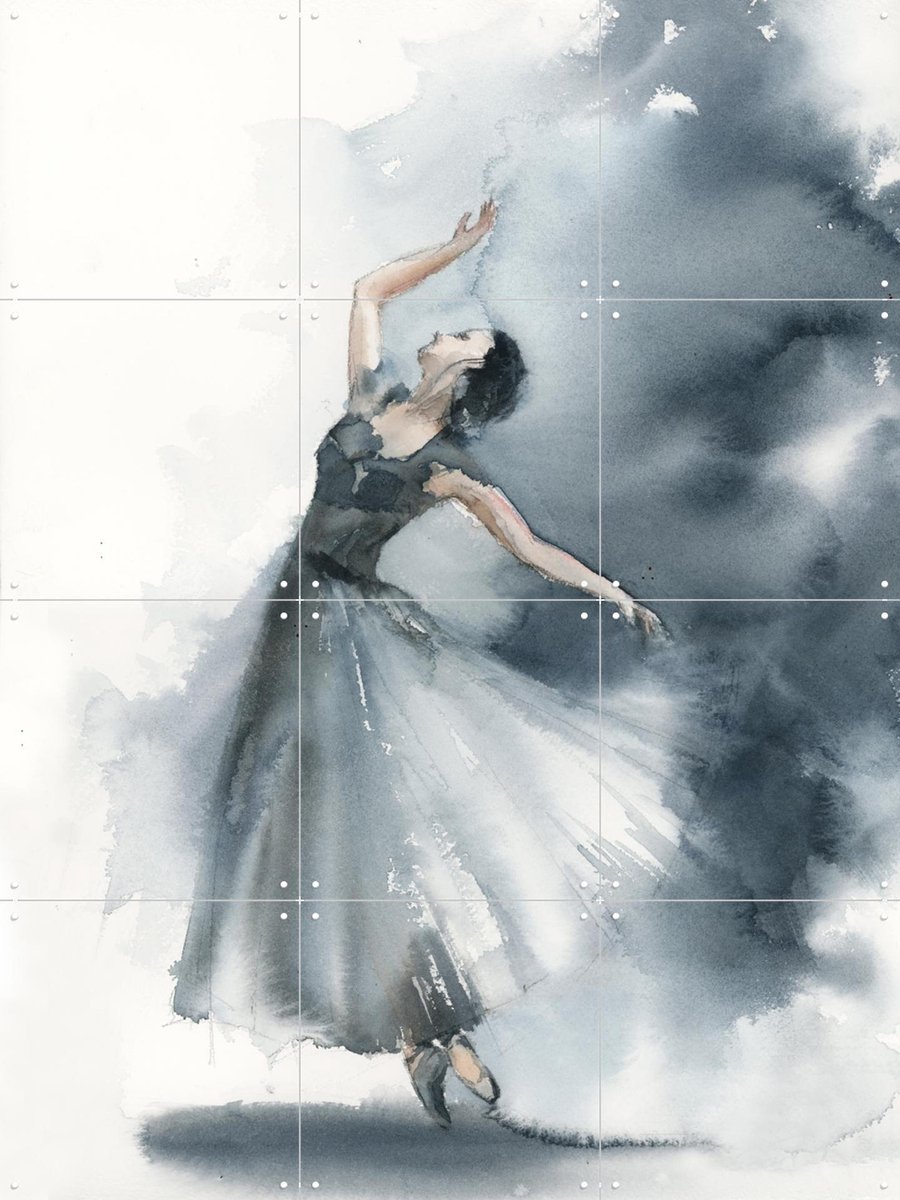IXXI Ballerina Blue 4, Canot Stop Painting - 60 x 80 cm - Gratis ophangtool - Grote wanddecoratie en posters - Impressionisme, Aquarel, Slaapkamer