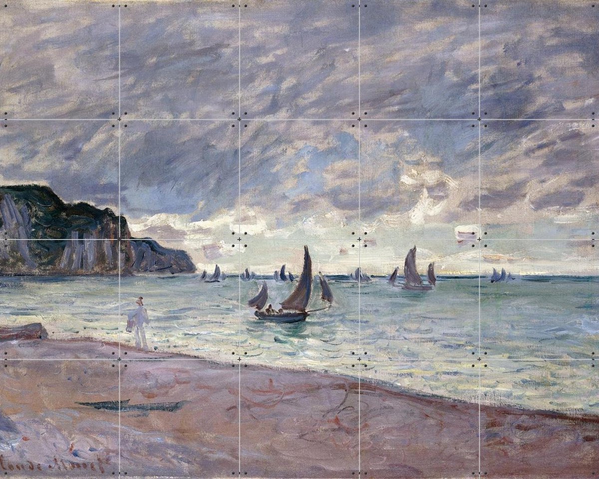 IXXI Fishing Boats and Cliffs - Pourville, Claude Monet & Bridgeman Images - 100 x 80 cm - Gratis ophangtool - Grote wanddecoratie en posters -