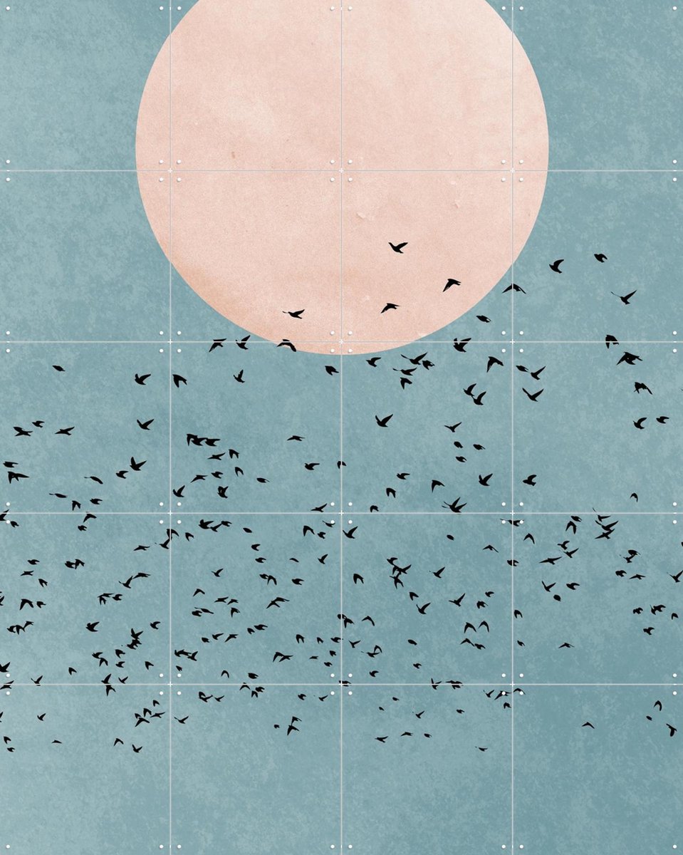 IXXI Fly Away, Kubistika - 80 x 100 cm - Gratis ophangtool - Grote wanddecoratie en posters - Minimalisme, Grafisch Ontwerp, Abstract, Slaapkamer