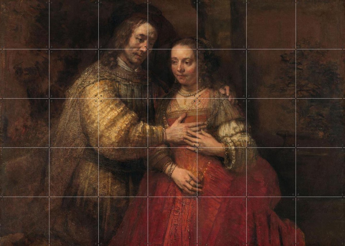 IXXI Isaak en Rebekka, Rembrandt van Rijn & Rijksmuseum - 140 x 100 cm - Gratis ophangtool - Grote wanddecoratie en posters - Klassiek, Olieverf