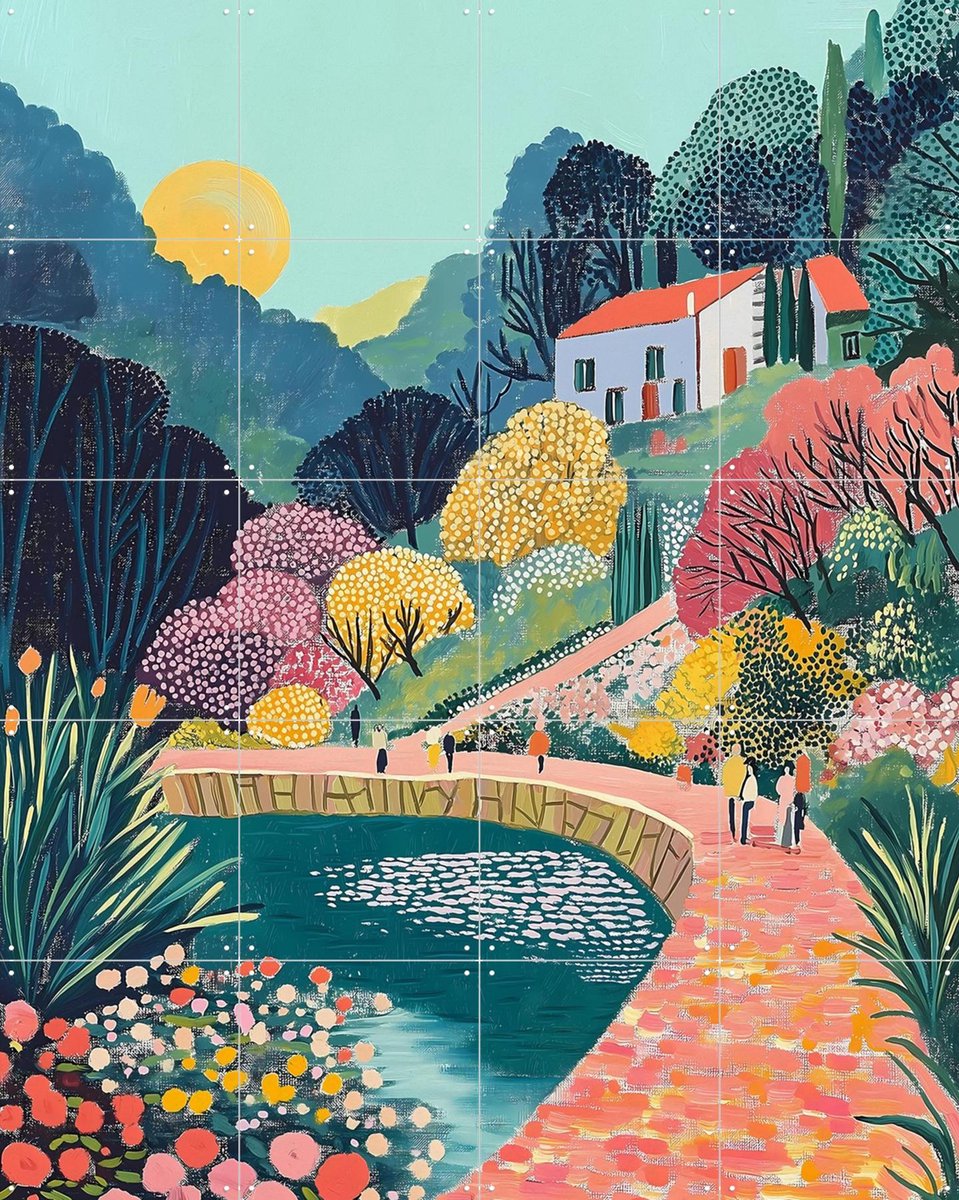 IXXI Blossom Walk, Artclaud - 80 x 100 cm - Gratis ophangtool - Grote wanddecoratie en posters - Schilderijen, Illustraties, Kleurrijk, Fantasierijk