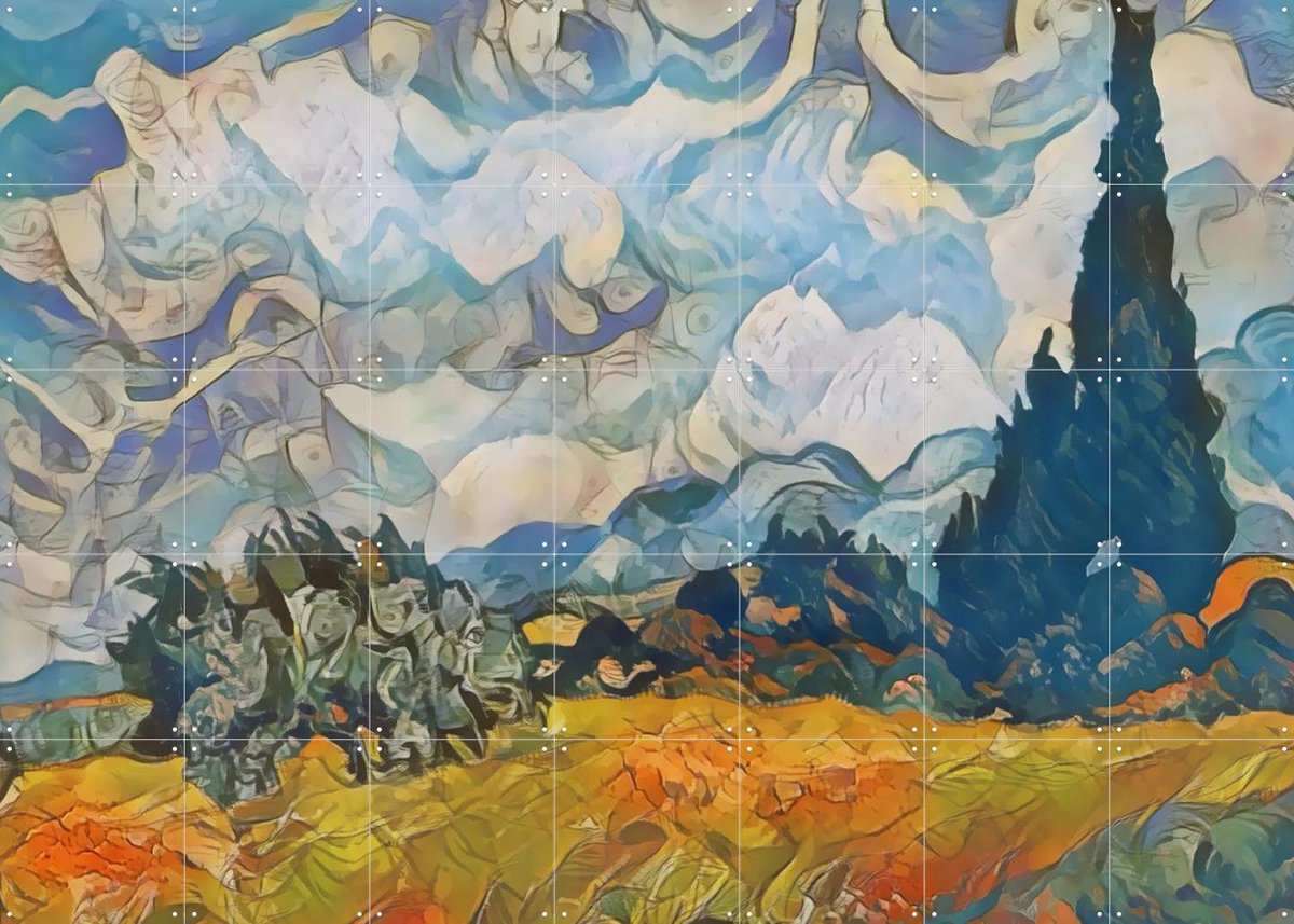 IXXI Wheatfield with Cypresses Picasso style, Seaways & Van Gogh 21st Century - 140 x 100 cm - Gratis ophangtool - Grote wanddecoratie en posters -