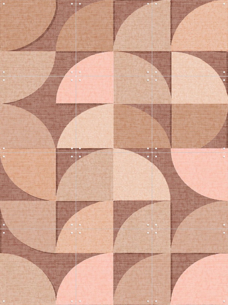 IXXI Mid Century Retro Geometry Mocha Pink Light, Bloomery Decor - 60 x 80 cm - Gratis ophangtool - Grote wanddecoratie en posters - Abstract, Retro