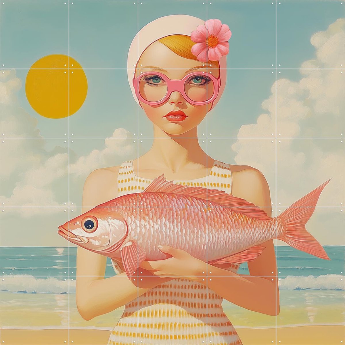 IXXI Beach vibes II, Mirjam Duizendstra - 100 x 100 cm - Gratis ophangtool - Grote wanddecoratie en posters Woonkamer, Strandhuis, Portretten