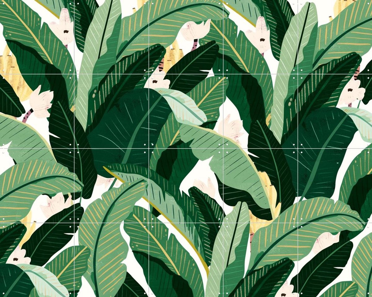 IXXI Banana Leaf Neutral White, Lotte Dirks - 100 x 80 cm - Gratis ophangtool - Grote wanddecoratie en posters - Illustraties, Grafisch Ontwerp