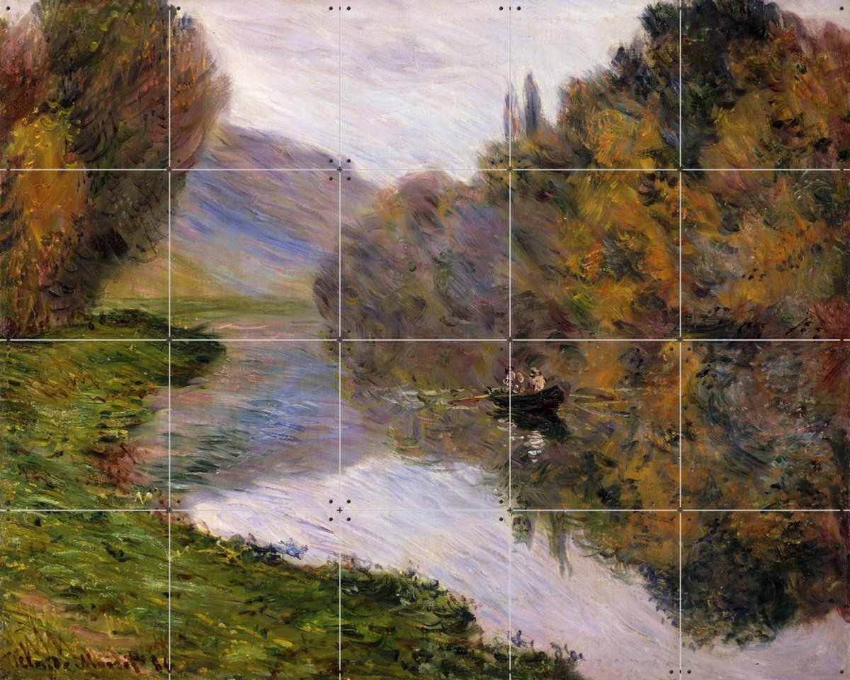 IXXI Boat on the Seine near Jeufosse, Claude Monet & Bridgeman Images - 100 x 80 cm - Gratis ophangtool - Grote wanddecoratie en posters -