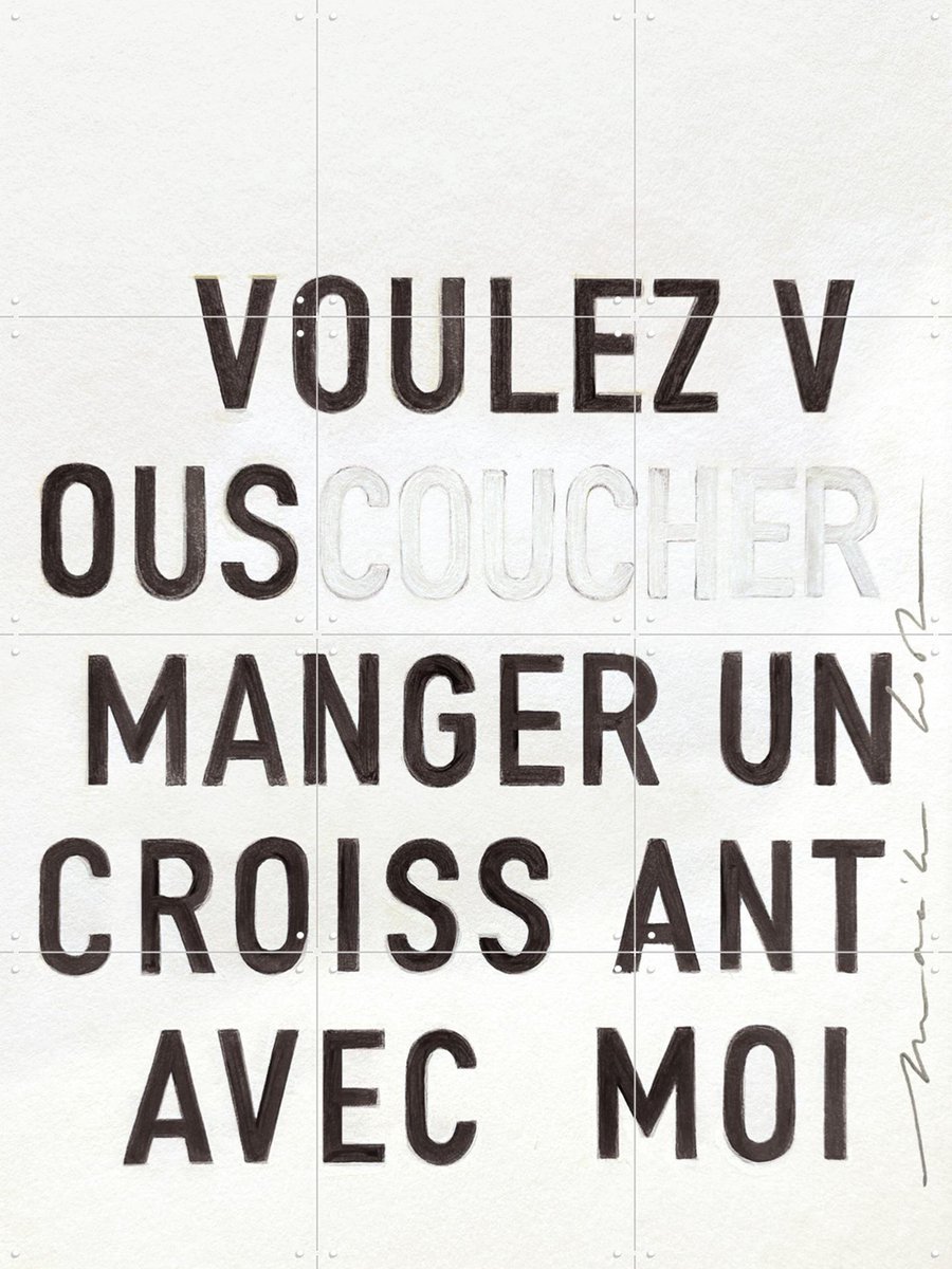 IXXI Manger un Croissant - black, Maaike Koster & My Deer Art Shop - 60 x 80 cm - Gratis ophangtool - Grote wanddecoratie en posters - Typografie