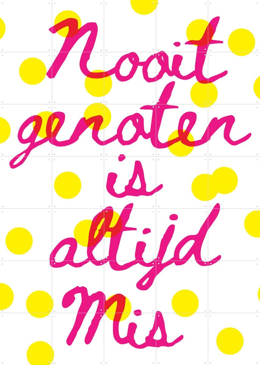 IXXI Nooit Genoten, Studio Turbo - 100 x 140 cm - Gratis ophangtool - Grote wanddecoratie en posters - Typografie, Illustraties, Speels, Grafisch