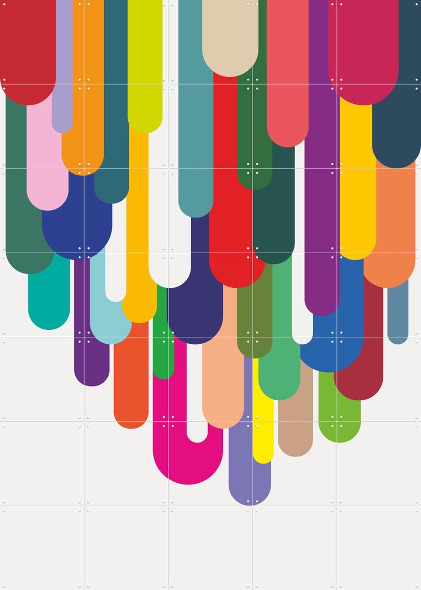 IXXI Flow, Markus Laible - 100 x 140 cm - Gratis ophangtool - Grote wanddecoratie en posters - Grafisch Ontwerp, Geometrische Kunst, Kleurrijk