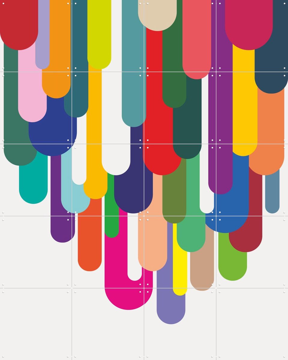 IXXI Flow, Markus Laible - 80 x 100 cm - Gratis ophangtool - Grote wanddecoratie en posters - Grafisch Ontwerp, Geometrische Kunst, Kleurrijk