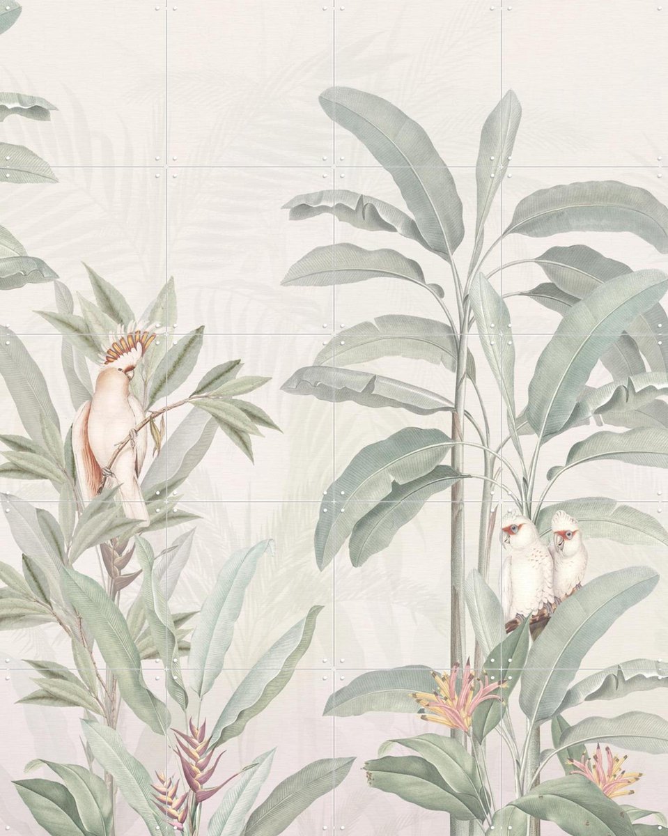 IXXI Vintage Jungle, Bloomery Decor - 80 x 100 cm - Gratis ophangtool - Grote wanddecoratie en posters - Naturalisme, Illustraties, Aquarel, Vintage