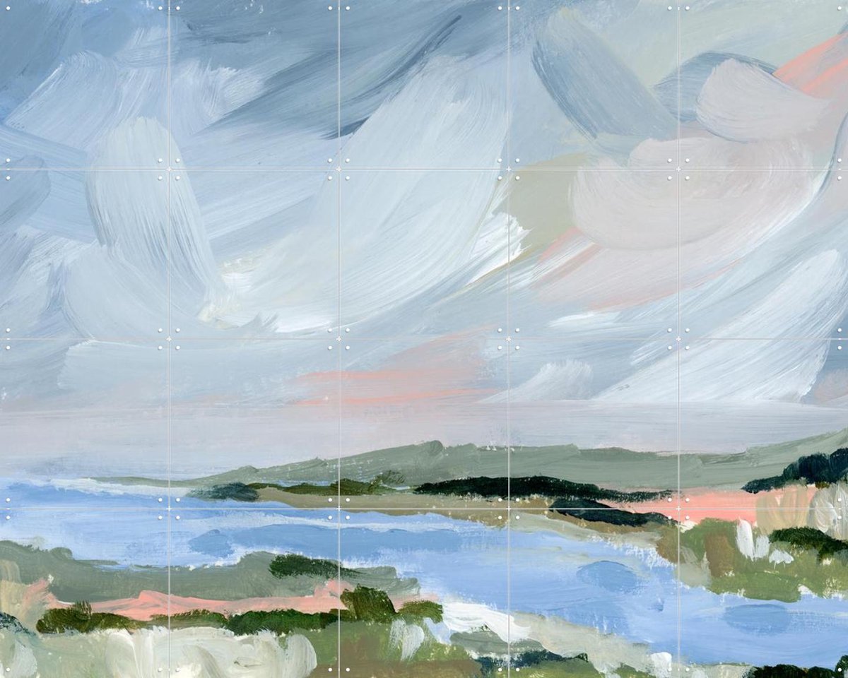 IXXI Oyster River, Green Barn Studio - 100 x 80 cm - Gratis ophangtool - Grote wanddecoratie en posters - Kwaststreken, Olieverf, Impressionisme