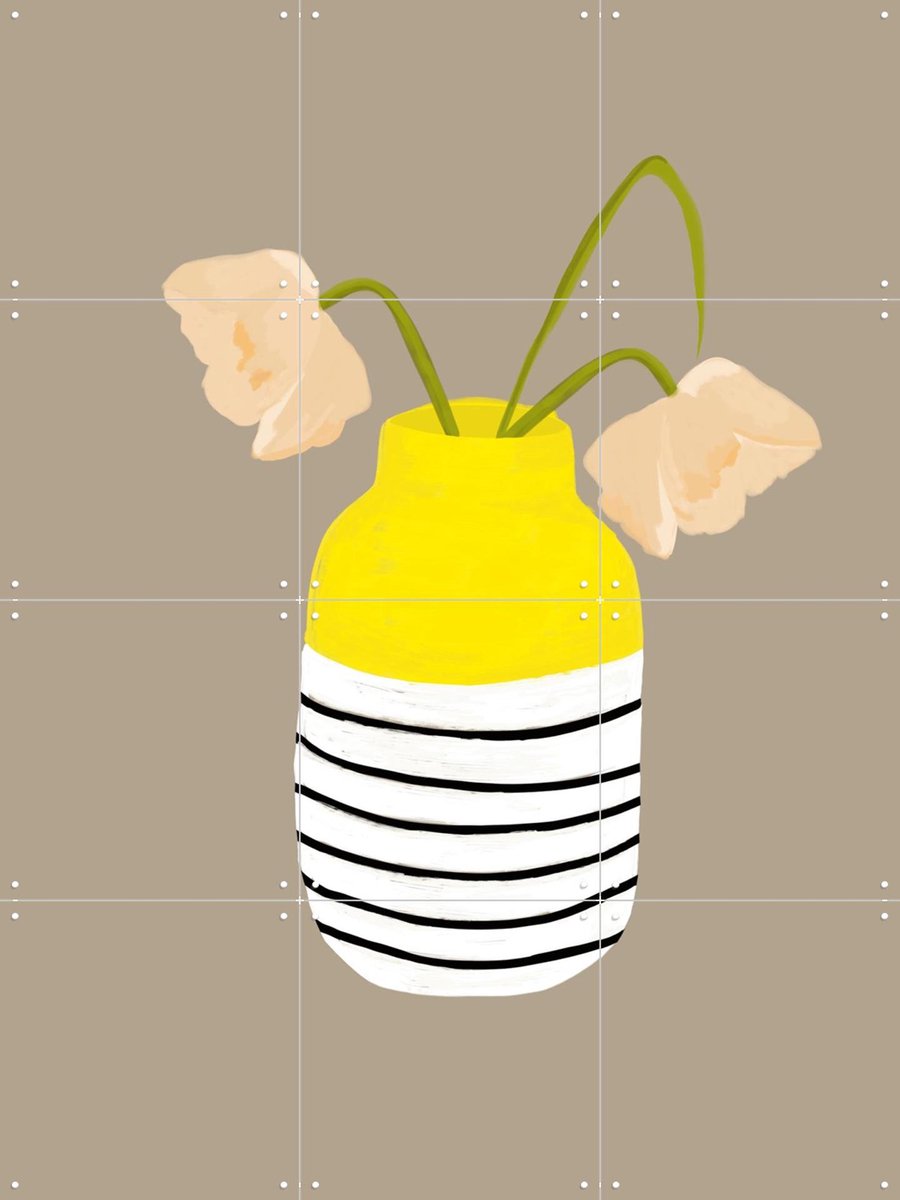 IXXI Mio Vaso lemon Stripes, Hej.Ibiza - 60 x 80 cm - Gratis ophangtool - Grote wanddecoratie en posters - Minimalisme, Illustraties, Speels
