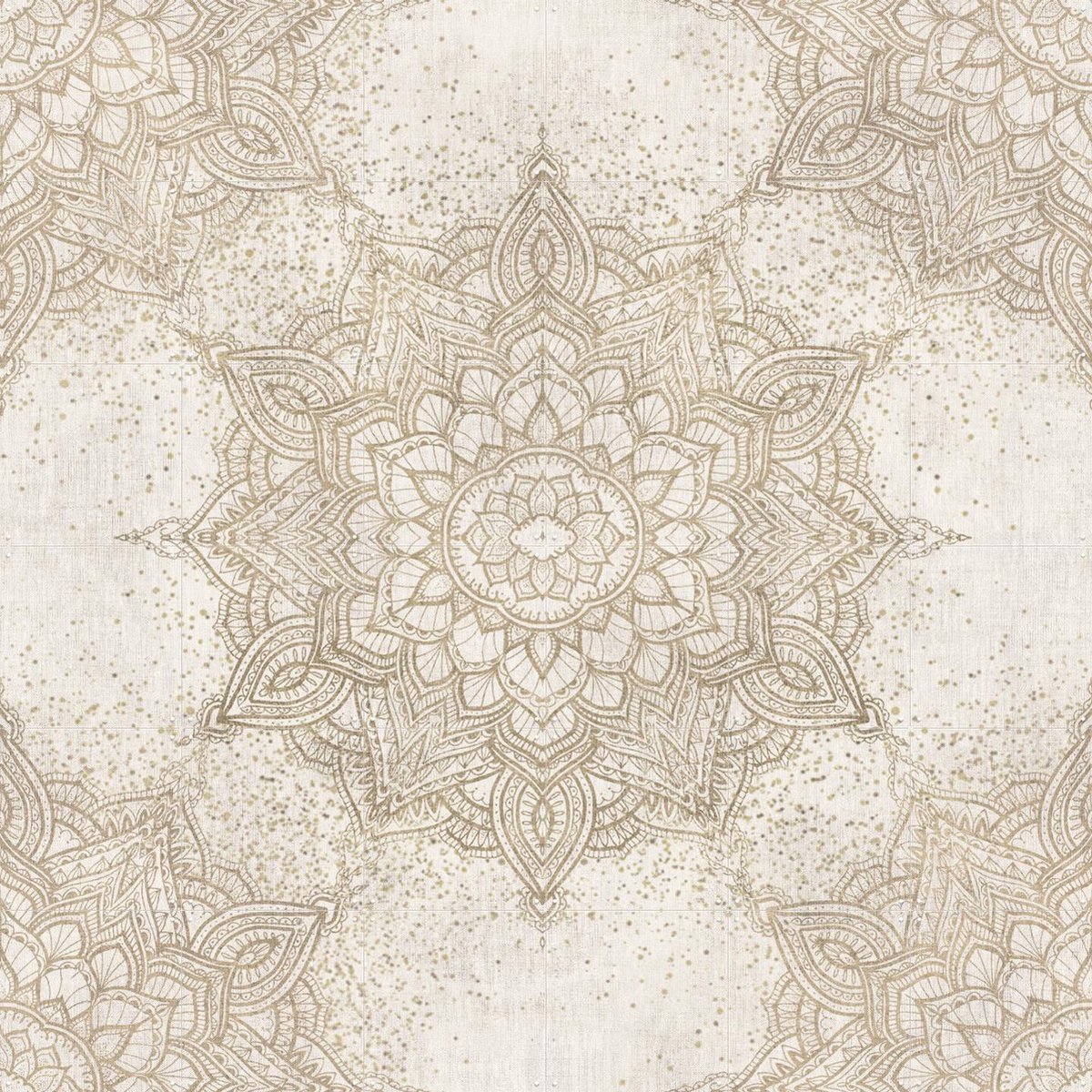 IXXI Golden Boho Mandala, Bloomery Decor - 120 x 120 cm - Gratis ophangtool - Grote wanddecoratie en posters - Minimalisme, Geometrische Kunst, Line