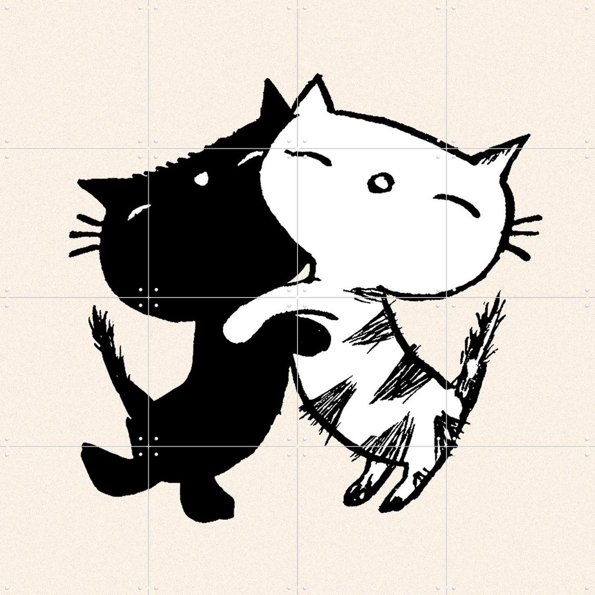 IXXI Pim & Pom 7, Fiep Westendorp - 80 x 80 cm - Gratis ophangtool - Grote wanddecoratie en posters - Speels, Illustraties, Line art, Cartoonesk
