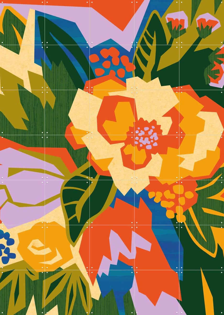 IXXI Springtime Arrangement, Megan Gallagher - 100 x 140 cm - Gratis ophangtool - Grote wanddecoratie en posters - Speels, Kleurrijk, Geometrische