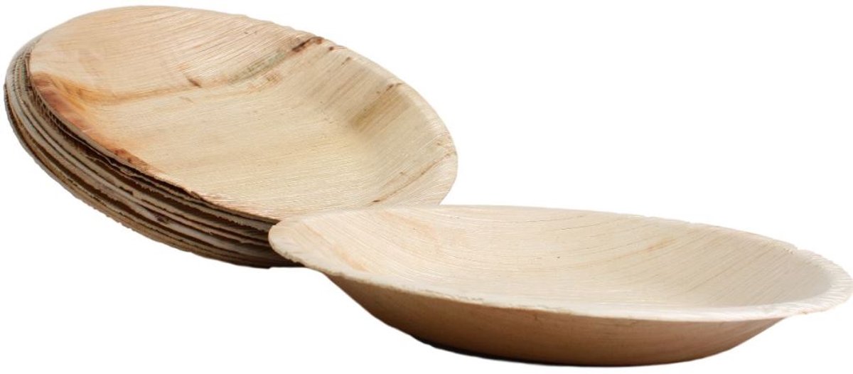30x ronde borden van palmblad maat 23 cm