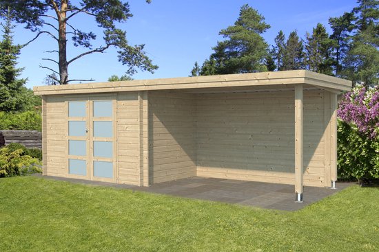 Woodlands Blokhut Oregon met Overkapping 595 x 205 cm
