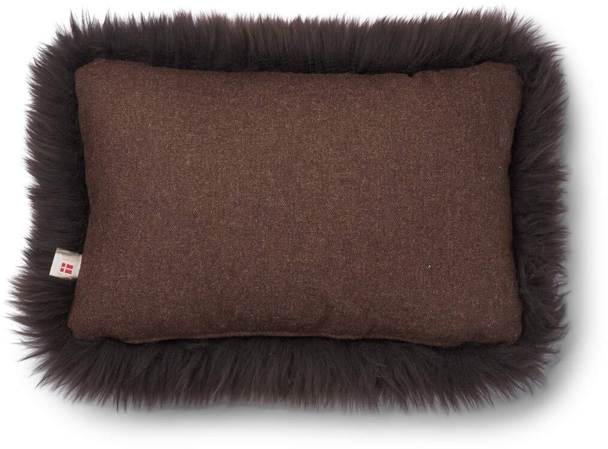 Sheepskin House Langharig Schapenvacht Kussen - 34x52 cm Brown/Chocolate