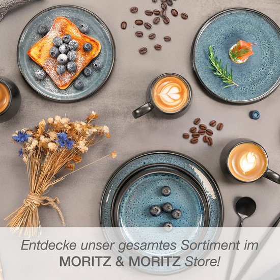 Moritz & Moritz SOLID Serviesset 6 Persoons - 24-delig Servies Set met Dinerbord, Dessertbord, Kom en Mok - Blauw — afbeelding 5