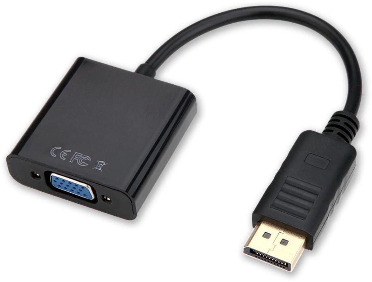 Okado DisplayPort naar VGA Adapter 0,10 m Zwart – DP 1.1 naar VGA (D-Sub) Female – Voor Monitor, TV en Projector – Resolutie tot 1920x1200