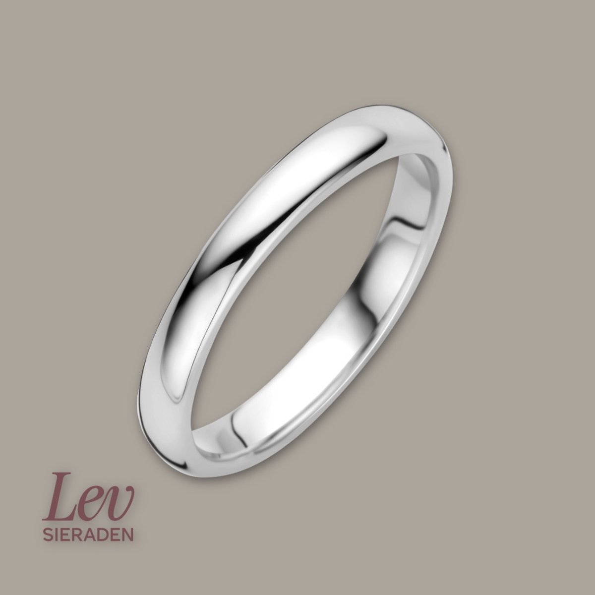 Lev Sieraden - Zilveren relatie ring - 3mm - Gerhodineerd 925 zilver - Ringmaat 52 (16½)