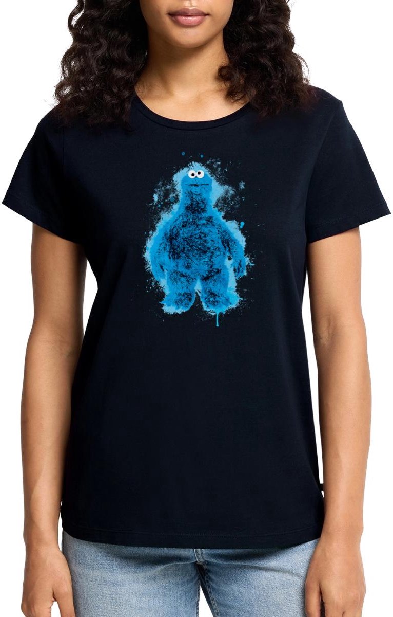 Sesamstraat Koekiemonster Paint Spetters Premium T Shirt Dames